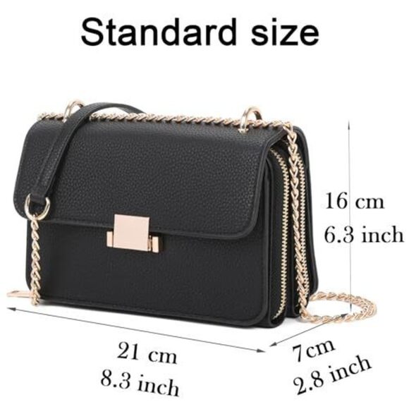 Stylish Square Strap Bags For Chain Strap Crossbody Satchel Medium Textured - Picture 5 of 9